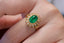 14K GOLD 1.07 CT VIVID GREEN NATURAL EMERALD & DIAMOND RING