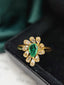14K GOLD 0.55 CT NATURAL EMERALD & DIAMOND RING