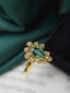 14K GOLD 0.55 CT NATURAL EMERALD & DIAMOND RING