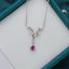 14K GOLD 0.55 CT NATURAL RUBY & DIAMOND & SAPPHIRE NECKLACE