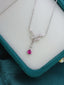 14K GOLD 0.55 CT NATURAL RUBY & DIAMOND & SAPPHIRE NECKLACE