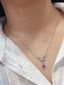 14K GOLD 0.55 CT NATURAL RUBY & DIAMOND & SAPPHIRE NECKLACE