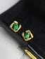 14K GOLD 0.80 CT NATURAL EMERALD & DIAMOND EARRINGS
