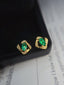 14K GOLD 0.80 CT NATURAL EMERALD & DIAMOND EARRINGS