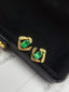 14K GOLD 0.80 CT NATURAL EMERALD & DIAMOND EARRINGS