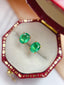 14K GOLD 1.00 CT NATURAL EMERALD EARRINGS