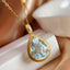 14K GOLD 8.10 CT NATURAL AQUAMARINE & SAPPHIRE PENDANT( WITHOUT CHAIN )