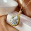 14K GOLD 8.10 CT NATURAL AQUAMARINE & SAPPHIRE PENDANT( WITHOUT CHAIN )