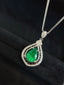 14K GOLD 2.00 CT VIVID GREEN NATURAL EMERALD & DIAMOND PENDANT( WITHOUT CHAIN )