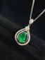 14K GOLD 2.00 CT VIVID GREEN NATURAL EMERALD & DIAMOND PENDANT( WITHOUT CHAIN )