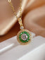14K GOLD 1.00 CT NATURAL TSAVORITE & DIAMOND & SAPPHIRE PENDANT( WITHOUT CHAIN )
