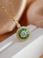 14K GOLD 1.00 CT NATURAL TSAVORITE & DIAMOND & SAPPHIRE PENDANT( WITHOUT CHAIN )