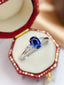 14K GOLD 1.10 CT NATURAL SAPPHIRE & SAPPHIRE RING