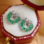 14K GOLD 1.00 CT NATURAL EMERALD & DIAMOND EARRINGS