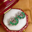 14K GOLD 1.00 CT NATURAL EMERALD & DIAMOND EARRINGS