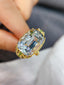 14K GOLD 14.45 CT NATURAL AQUAMARINE & DIAMOND & TSAVORITE RING