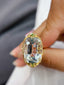 14K GOLD 14.45 CT NATURAL AQUAMARINE & DIAMOND & TSAVORITE RING
