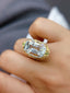 14K GOLD 14.45 CT NATURAL AQUAMARINE & DIAMOND & TSAVORITE RING