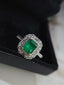 14K GOLD 1.10 CT VIVID GREEN NATURAL EMERALD & SAPPHIRE & DIAMOND RING