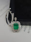14K GOLD 1.10 CT VIVID GREEN NATURAL EMERALD & SAPPHIRE & DIAMOND RING