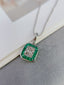 14K GOLD 1.50 CT NATURAL EMERALD & SAPPHIRE PENDANT( WITHOUT CHAIN )
