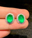 14K GOLD 5.25 CT NATURAL EMERALD & DIAMOND EARRINGS