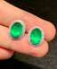 14K GOLD 5.25 CT NATURAL EMERALD & DIAMOND EARRINGS