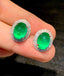 14K GOLD 5.25 CT NATURAL EMERALD & DIAMOND EARRINGS