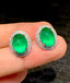 14K GOLD 5.25 CT NATURAL EMERALD & DIAMOND EARRINGS