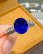 14K GOLD 3 CT NATURAL SAPPHIRE & DIAMOND RING