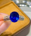 14K GOLD 3 CT NATURAL SAPPHIRE & DIAMOND RING