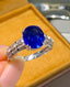 14K GOLD 3 CT NATURAL SAPPHIRE & DIAMOND RING