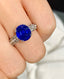 14K GOLD 3 CT NATURAL SAPPHIRE & DIAMOND RING