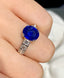 14K GOLD 3 CT NATURAL SAPPHIRE & DIAMOND RING
