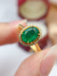 14K GOLD 1.20 CT NATURAL EMERALD & DIAMOND RING
