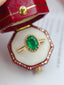 14K GOLD 1.20 CT NATURAL EMERALD & DIAMOND RING