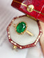 14K GOLD 1.20 CT NATURAL EMERALD & DIAMOND RING