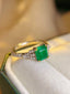 14K GOLD 1.40 CT VIVID GREEN NATURAL EMERALD & DIAMOND RING