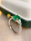 14K GOLD 1.40 CT VIVID GREEN NATURAL EMERALD & DIAMOND RING