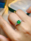 14K GOLD 1.40 CT VIVID GREEN NATURAL EMERALD & DIAMOND RING