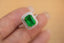14K GOLD 2.5 CT VIVID GREEN NATURAL EMERALD & DIAMOND RING
