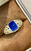 14K GOLD 3 CT NATURAL SAPPHIRE & DIAMOND RING