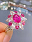 14K GOLD 1.65 CT NATURAL RUBY & DIAMOND & SAPPHIRE RING