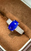 14K GOLD 3 CT VIVID BLUE NATURAL SAPPHIRE & DIAMOND RING