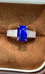 14K GOLD 3 CT VIVID BLUE NATURAL SAPPHIRE & DIAMOND RING