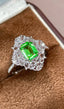 14K GOLD 1.09 CT NATURAL TSAVORITE & DIAMOND & SAPPHIRE RING