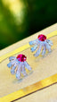 14K GOLD 0.6 CT NATURAL RUBY & DIAMOND EARRINGS