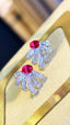 14K GOLD 0.6 CT NATURAL RUBY & DIAMOND EARRINGS