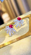 14K GOLD 0.6 CT NATURAL RUBY & DIAMOND EARRINGS