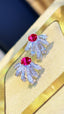 14K GOLD 0.6 CT NATURAL RUBY & DIAMOND EARRINGS